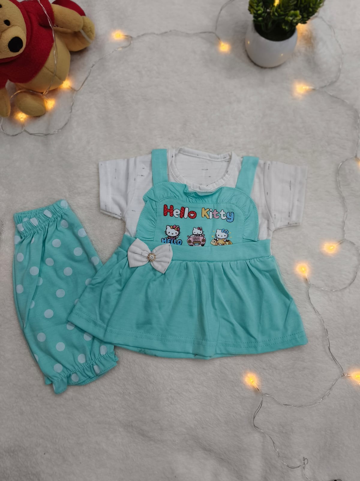 Cute Cotton Baby Dress – Soft & Breathable for Newborns (0-3 Months) Sleeveless Shirt with PJs