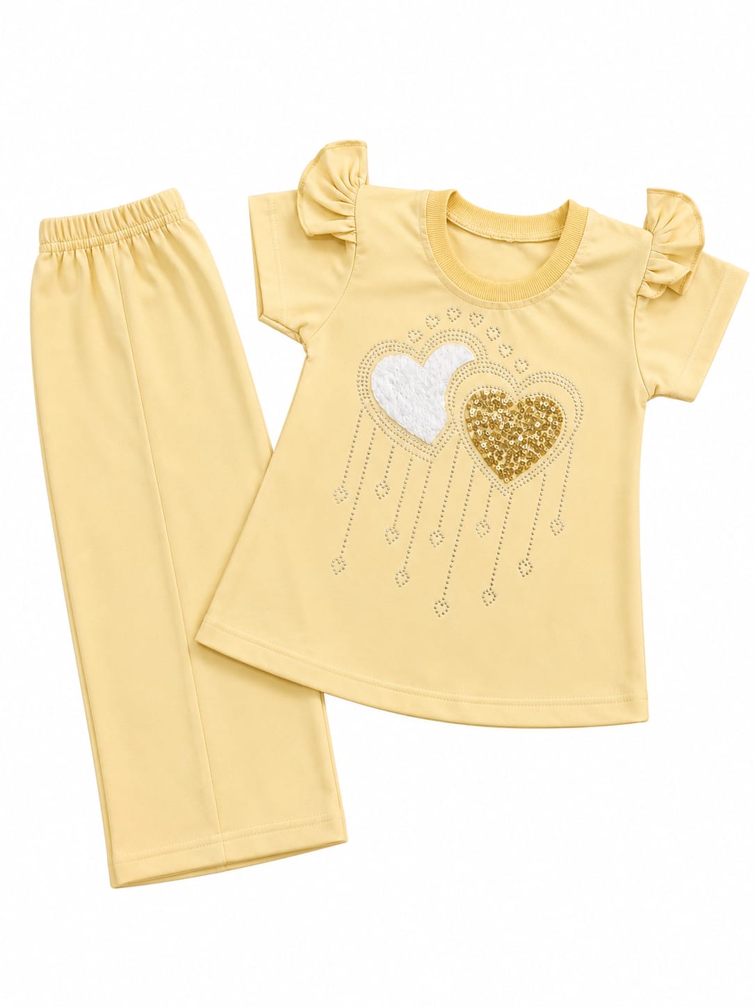 Green Heart Glitter 2-Piece Summer Outfit