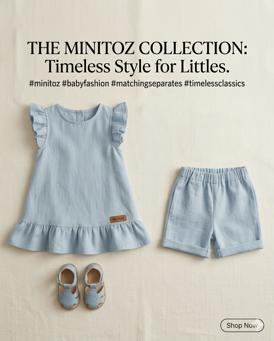 Minitoz Sky Blue Ruffle Dress & Shorts Set for Baby Girls