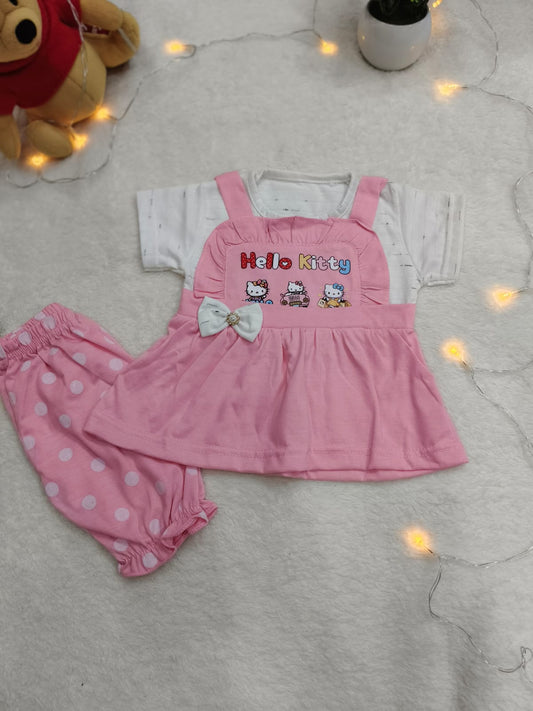 Cute Cotton Baby Dress – Soft & Breathable for Newborns (0-3 Months) Sleeveless Shirt with PJs