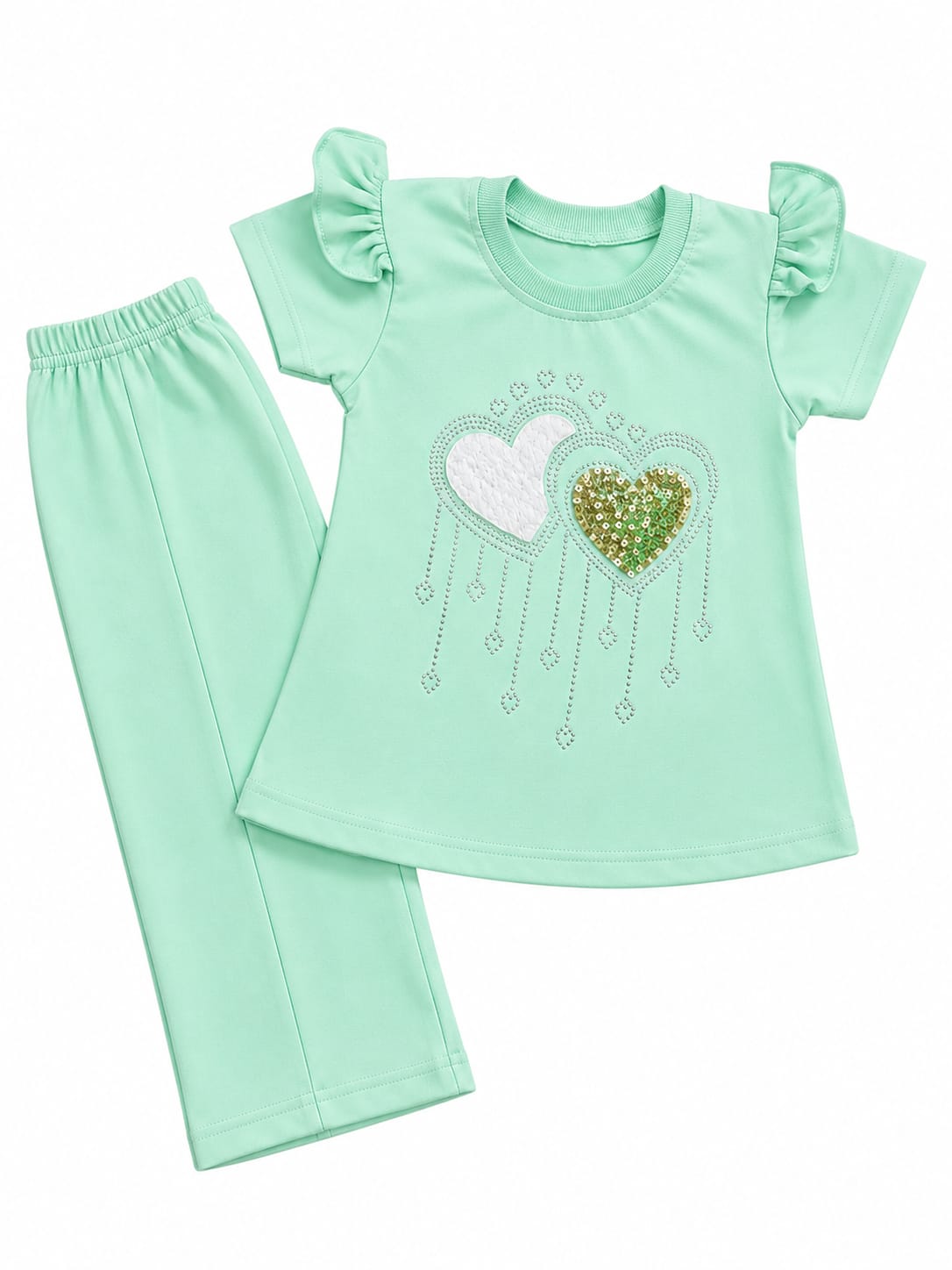 Beige Heart Glitter 2-Piece Summer Outfit (Copy)
