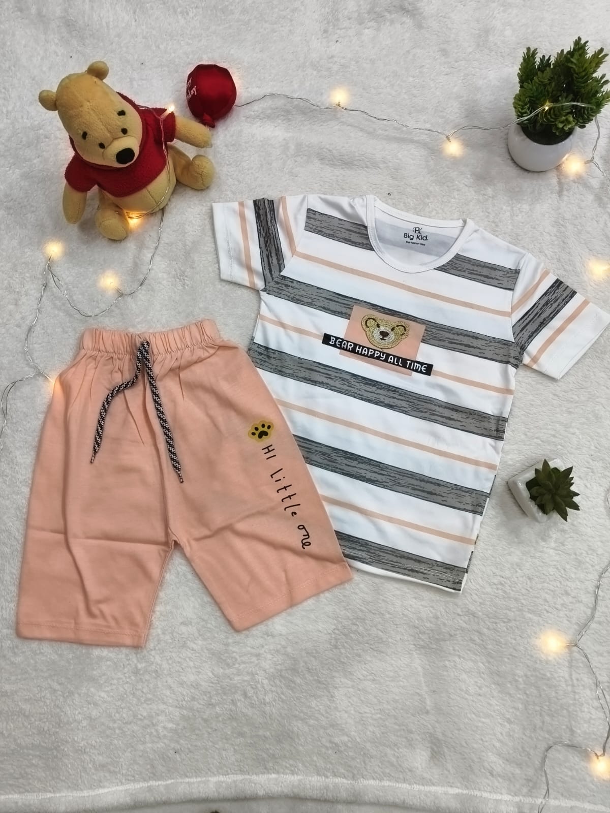 Baby Bear Dress | Soft Cotton Toddler Dress with "Bear Happy" Print