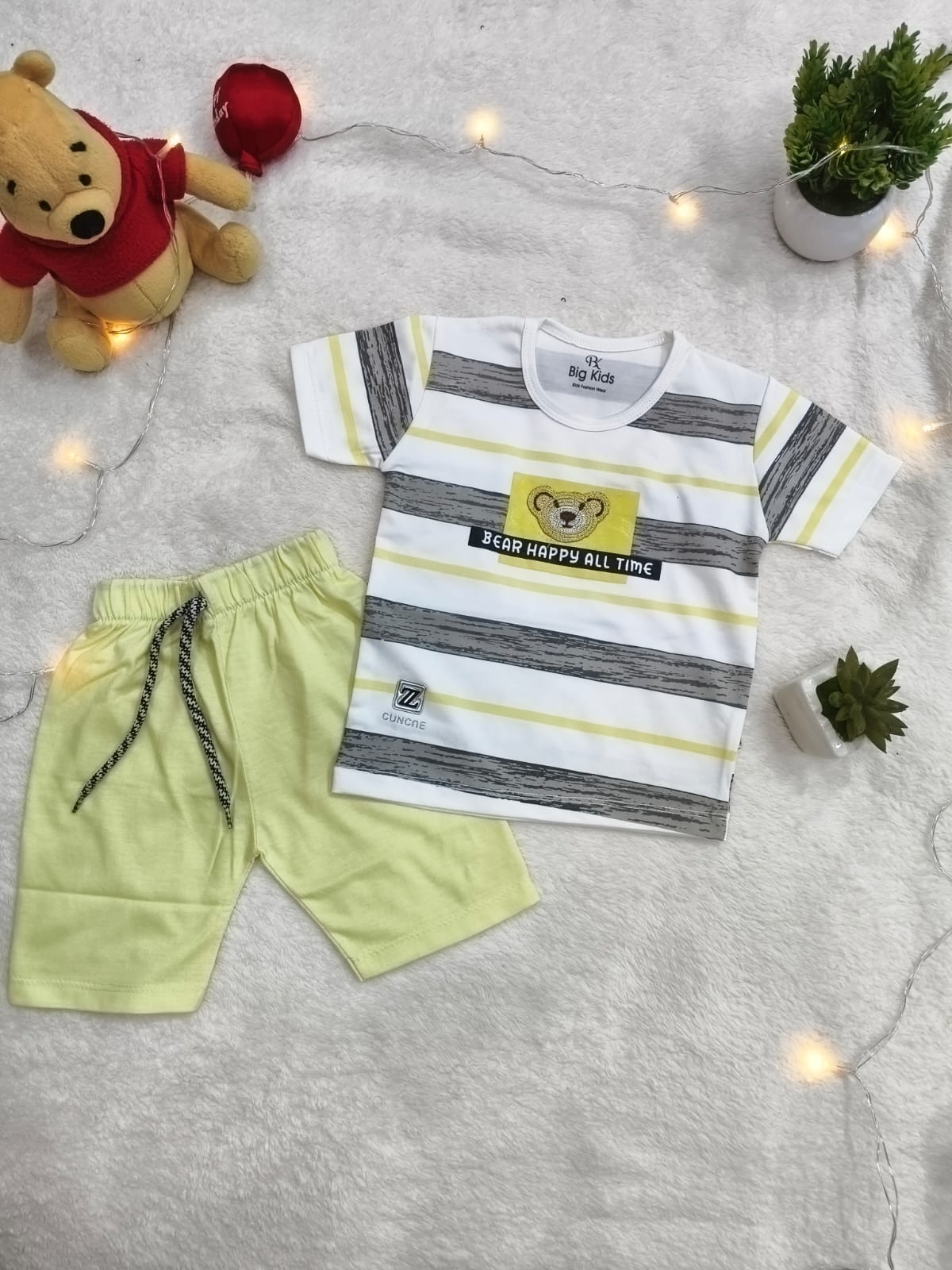 Baby Bear Dress | Soft Cotton Toddler Dress with "Bear Happy" Print